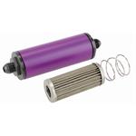 Purple 6 Inch Aluminum High Flow Fuel Filter, Stainless Element