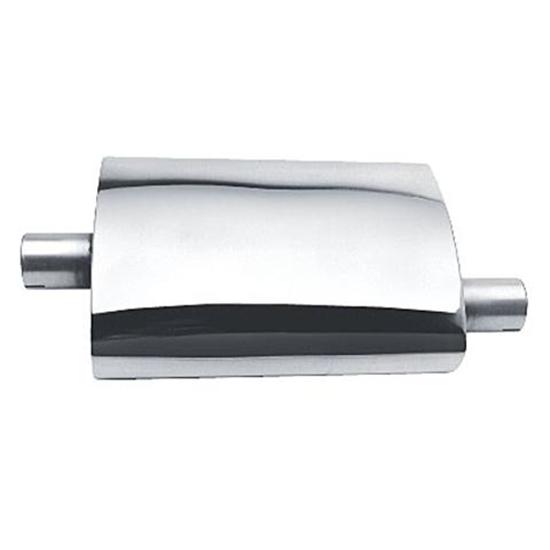 Polished Stainless Turbo Muffler, 2 Inch Inlet/Outlet Polished Stainless Turbo Muffler, 2 Inch Inlet/Outlet