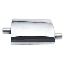 Brushed Stainless Turbo Muffler, 2 Inch Inlet/Outlet