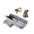 Stock Small Block Chevy Claimer Oil Pan Combo, Right Hand Side Dipstick