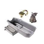 Stock Small Block Chevy Claimer Oil Pan Combo, Right Hand Side Dipstick