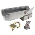 Small Block Chevy Claimer Oil Pan w/ Plug Combo, Stock Pump, LH Dipstick