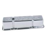 1960-86 Small Block Chevy Tall Valve Covers, Flame Milled, Polished Alum.