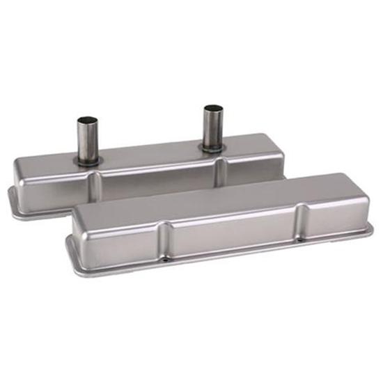 Speedway Small Block Chevy Short Valve Covers w/ Breather Tubes