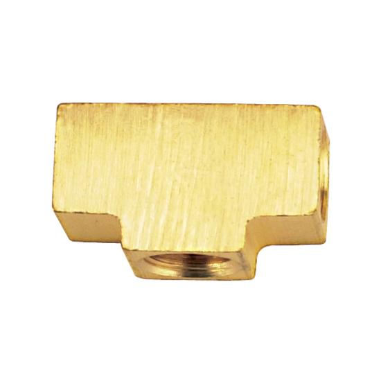 3/8 In-24 IFF Each End, 1/8 In NPT Female Center, Brass Adapter Tee 3/8 In-24 IFF Each End, 1/8 In NPT Female Center, Brass Adapter Tee