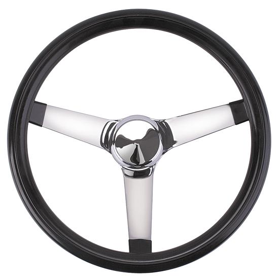 Speedway Classic Solid Spoke 13 Inch Black Steering Wheel - No Holes
