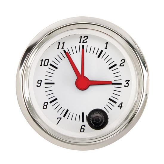 Omega Kustom Clock Gauge, Kool White, 2-1/16 Omega Kustom Clock Gauge, Kool White, 2-1/16