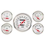 Omega Kustom 911053 White 5-Gauge Set, Mechanical Speedometer, 3-3/8