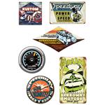 Speedway Vintage Tin Sign & Clock Set