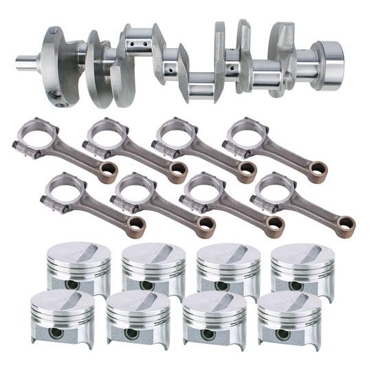 Small Block 350 Chevy Rotating Assem., One Piece, Flat Top-4 Valve, 5.7 Rod