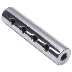 Round Polished Aluminum Fuel Block, 4-Hole