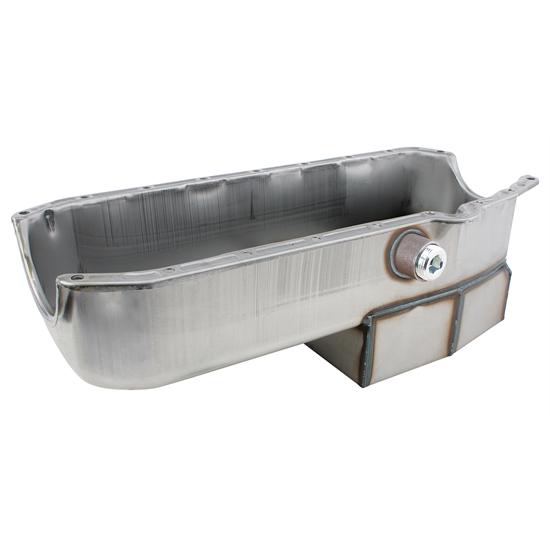Speedway '55-'79 Chevy Claimer Oil Pan w/ Inspection Plug, Left Side Dipstick Speedway '55-'79 Chevy Claimer Oil Pan w/ Inspection Plug, Left Side Dipstick
