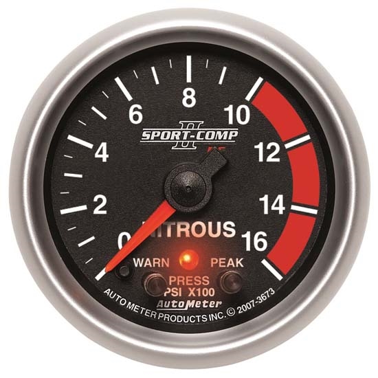 Auto Meter 3673 Sport-Comp II Stepper Motor Nitrous Pressure Gauge Auto Meter 3673 Sport-Comp II Stepper Motor Nitrous Pressure Gauge
