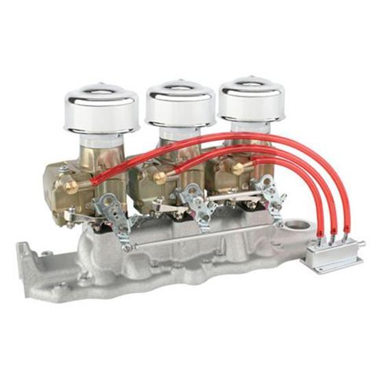 Three 9 Super 7 Carbs on an Edelbrock Intake, 1949-53 Ford V8