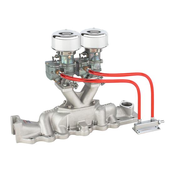Two 9 Super 7 Carbs on a Edelbrock Slighshot Intake, 1938-48 Ford V8