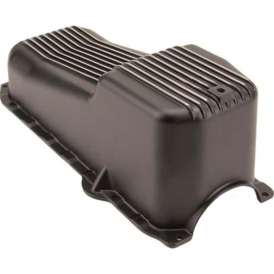19862002 Small Block Chevy 305350 Finned Oil Pan, Black Aluminum eBay