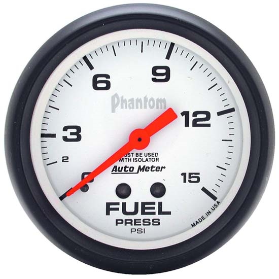 Auto Meter 5813 Phantom Mechanical Fuel Pressure w/ Isolator Gauge Auto Meter 5813 Phantom Mechanical Fuel Pressure w/ Isolator Gauge