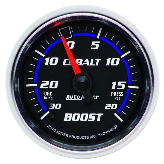 Auto Meter 6107 Cobalt Mechanical Boost/Vacuum Gauge, 2-1/16 Inch