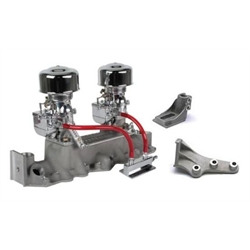 Chrome 9 Super 7® Carbs, Offenhauser 1073 Super Intake, 1942-1948 Ford V8