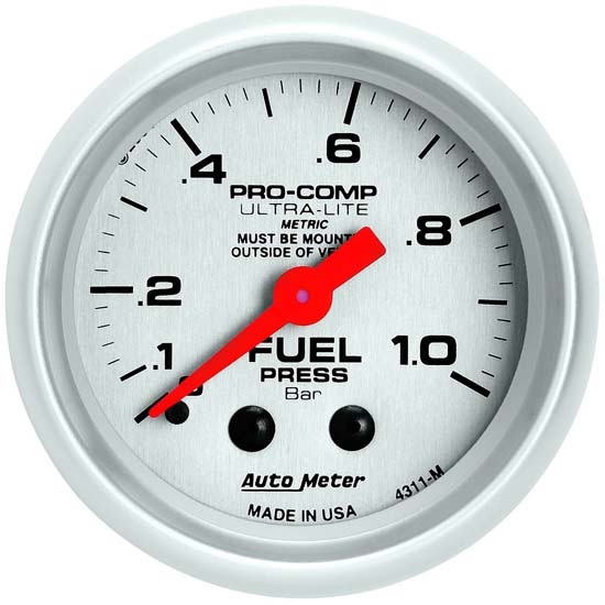 Auto Meter 4311-M Ultra-Lite Mechanical Fuel Pressure Gauge, 2-1/16 Auto Meter 4311-M Ultra-Lite Mechanical Fuel Pressure Gauge, 2-1/16