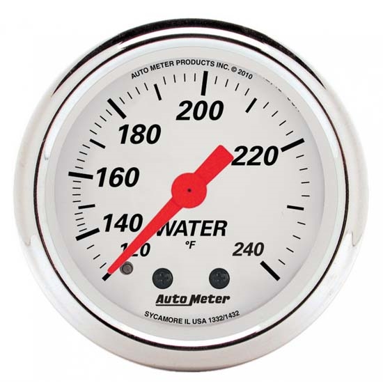 Auto Meter 1332 Arctic White Mechanical Water Temperature Gauge Auto Meter 1332 Arctic White Mechanical Water Temperature Gauge