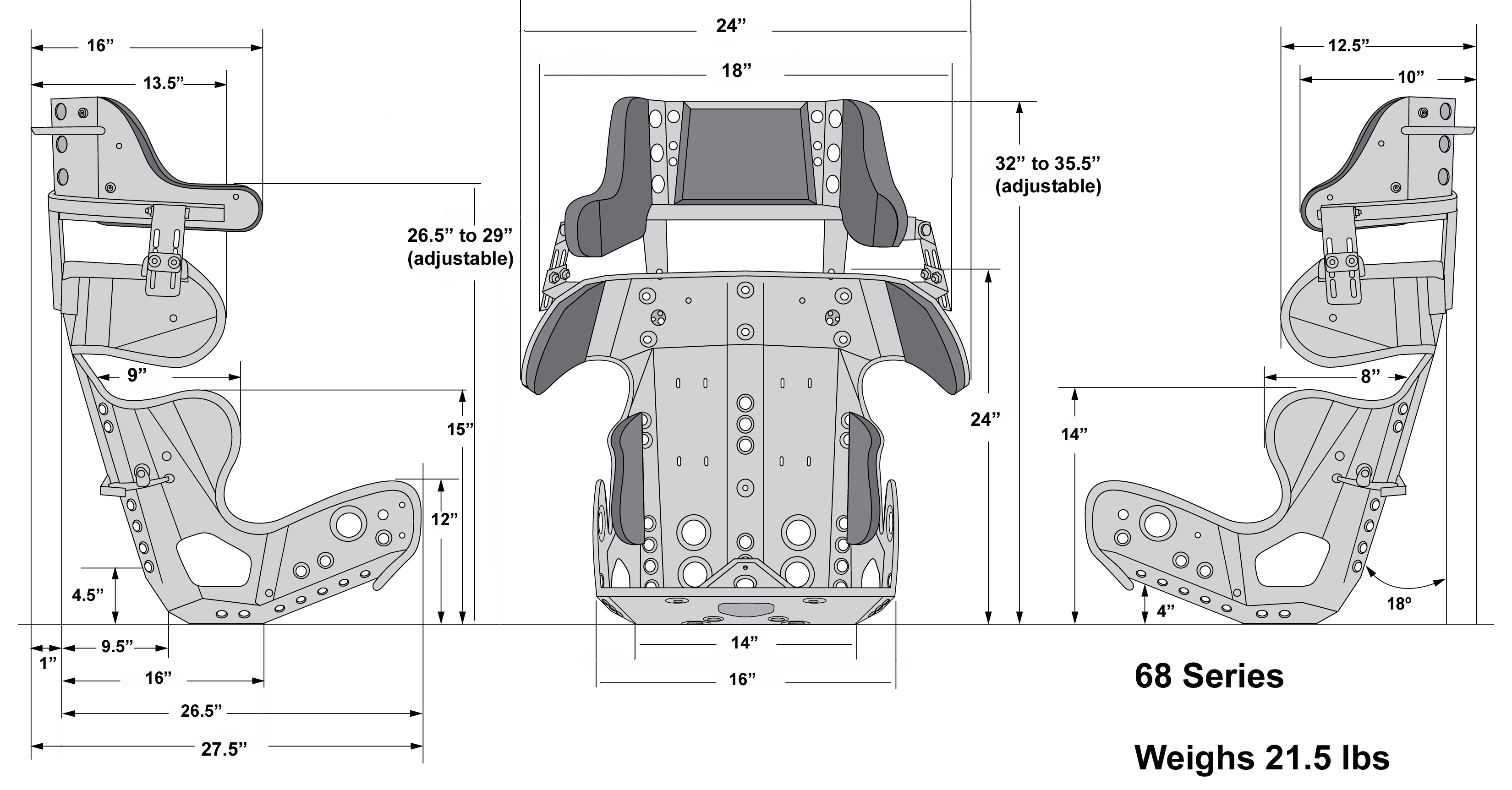 Kirkey 17 Inch Layback Cont. Seat