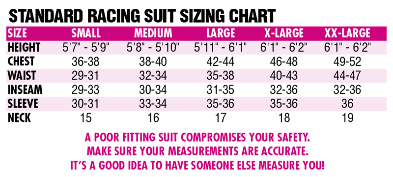 Standard Suit Size Chart